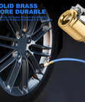 Brass Tire Inflation Hose Adapter With Locking Air Chuck And Threaded Twist Connection Converts To Locking No Leak Clamp On Tire Chuck