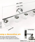 4-Light LED Vanity Light With Crystal Wall Sconces And Acrylic Shade For Bathroom Over Mirror, White Chrome Finish