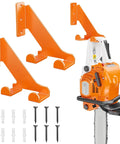 Heavy Duty Chainsaw Hanger Wall Mount 2 Pack Holds Up To 70 Lbs Beefy Metal Chainsaw Holder With Hook Storage Weatherproof Rack Organizer For Garage Garden And Workshop Save Space And Keep It Neat with orange coated hooks and screws