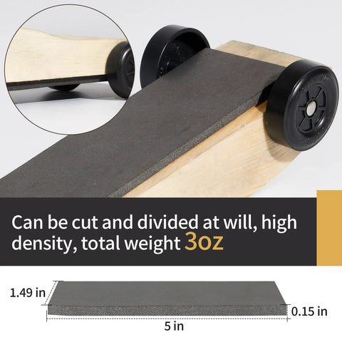 Derby Car Pinewood Weights Kit With 3 Oz Stick On Flexible Weights And Half Ounce Graphite Lubricant on wooden car frame