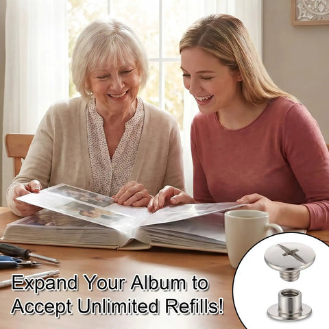 Gear Up Your Leather Creations With This Sick 40 Pack Of Chicago Screws Rivets. Two women reviewing a photo album using stainless steel binding posts.