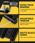 Workhorse 3 Inch Double Action Door Hinges Matte Black Heavy Duty Stainless Steel Spring Loaded Automatic Swinging Door Hardware Rock Solid Rust Resistant Four Pack Built To Last extra thick bearing and adjustable tension details