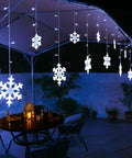 Outdoor Snowflake Christmas Lights 17.22 Feet 264 LED Snowflake Icicle Lights With 22 Drops Waterproof White for gazebo decor