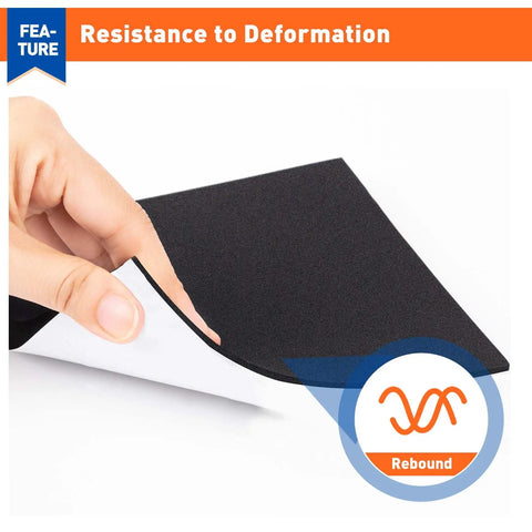 Close-up of Self Adhesive Foam Padding Set 4x4 Inch Neoprene Closed Cell Sheets, showcasing resistance to deformation feature.