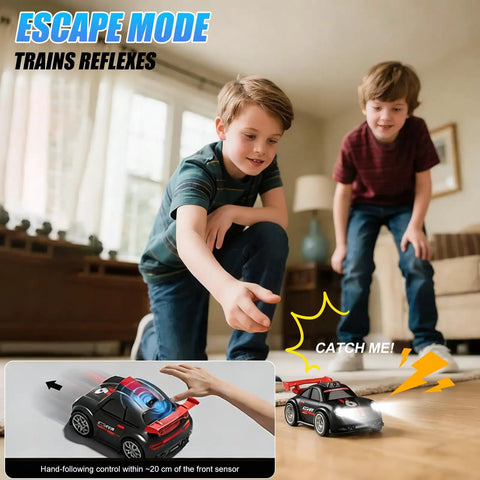 Children playing with FPV Mini RC Car With Camera And 2.4 Inch Screen, Dual Control Via Remote Or App, 360 Degree Drift Capable