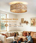 XINGSIYUELYX Boho Rattan Caged Fandelier Ceiling Fans with Lights in cozy living room setting, featuring woven rattan shade.