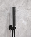 Solid Brass High Pressure Handheld Shower With Square Sprayer Head Anti Clogging Silicone Jets Sleek Matte Black Finish