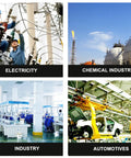 Electricity, chemical, industry, and automotive sectors; workers and infrastructure in industrial environments.