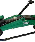 Green 3-Ton SUV And Equipment Jack With Foot Pump And Sleeve, Pro-Grade Heavy Duty Steel Frame, 360 Swivel Saddle, visible handle