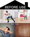 Before use scenario showing furniture sliding, noise, and floor scratch issues on hardwood without Non Slip Furniture Pads 24 Pack.