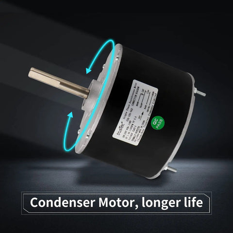 Upgraded 5KCP39EGS070S Condenser Fan Motor 1/4 HP 1100 RPM 208/230V OEM Replacement With Capacitor, side view