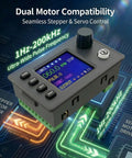 Front view of Ransanx stepper motor controller with LCD display and keypad, gray enclosure, DC 12-24V.