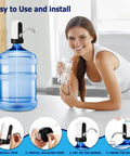 Rechargeable Water Dispenser For 5 Gallon Bottle With One Switch Operation BPA Free Jug Pump displayed next to a woman drinking water