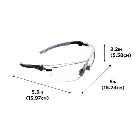 Shooting Safety Glasses With Anti Fog Lenses For Range And Hunt, ANSI Z87.1 Plus And CE Rated Eye Protection With Clear Lenses, Dimensions.
