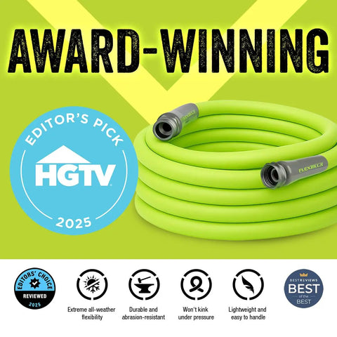 Award-winning Garden Hose Five Eighth Inch By Fifty Foot Lightweight All Weather Water Hose With Ultra Flexible Kink Free Design