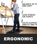 Person standing on Ultra Thick 0.8 Inch Anti Fatigue Kitchen Mat 17X30 Inches Cushioned Floor Rug in office space for comfort.