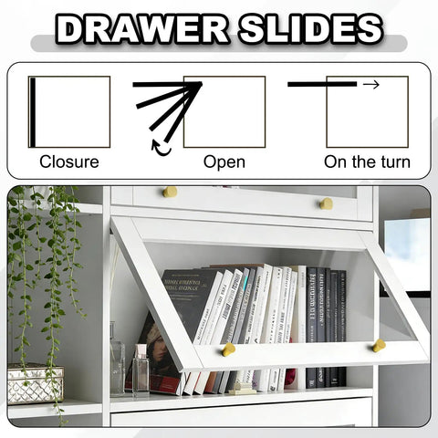 Heavy Duty Flip Up Drawer Slides 185 Millimeter with side mounted hidden glide rails for smooth drawer operation