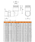 1/2 NPT Push To Connect Air Fitting 1/4 In OD Tubing Elbow 90 Degree Quick Connect Pneumatic Fittings Male Threaded Lock Push In Tube Connector 2 Pack For Air And Water Lines dimension chart