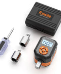 Half Inch Digital Torque Wrench Adapter Set With Buzzer And LED Indicator, 17 To 340 Newton Meters, 12.54 To 250.8 Foot Pounds, Electronic Torque Adapter For Automotive Motorcycle And Car Repair, Precision Readouts. includes case, adapter, screwdriver, and 1/2 drive unit