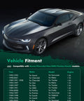 Gray sports car with compatibility list for Asuna, Chevrolet, Geo, GMC, Pontiac, Suzuki models and various engine types.