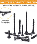 Workhorse Heavy Duty Hex Lag Bolts Set Stainless Steel 304 Black Oxide Coated 108 Piece Kit with bolts in various lengths