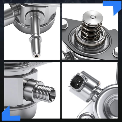 Close-up views of High Pressure Fuel Pump For Chevy Impala 2014 2019 Malibu 2013 2015 Malibu Limited 2016 Buick Regal 2014 2017.