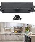 Beefy Magnetic Door Catch With 40 Kg Pull For Cabinets And Cupboards Stainless Steel Latch For Sliding Glass Doors And RV Black Finish Includes Mounting Kit XL shown with screws and kitchen