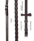 English Laced Reins For Horse Bridle Five Eighths Inch Top Notch Leather Hunter Reins With Martingale Stoppers visible