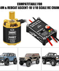 Beefed-Up 30A Brushless ESC And 3500KV Outrunner Motor For 1 18 Scale TRX4M Ascent-18 Redcat RC Crawler Buggy With LED lights