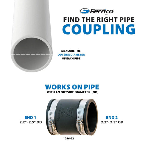 2-Inch Flexible Pipe Coupling For PVC ABS CPVC HDPE Cast Iron Copper Steel Lead To Connect 2-Inch CI Plastic Steel Ends