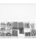 Get Your Garage Ready With This Awesome 200 Piece Spring Assortment Kit Featuring 20 Diverse Sizes From 4 Mm To 9 Mm, Made Of Heavy Duty Galvanized Steel For Tough Automotive Repairs And DIY Maintenance Projects That Need Some Serious Tensile Strength. Open organizer with assorted galvanized steel springs