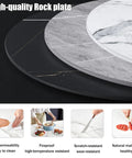 Large Marble Lazy Susan Turntable Rotating Serving Plate For Countertops And Dining Tables showcasing high-quality marble and black rock plate.