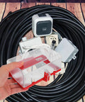 Emergency Stop Button Cover Lockout Guard Transparent Push Button Switch Protector For Electrical Equipment Safety Oversize Protection Box Pro Grade Clear Shield 6.18 By 3.74 By 2.55 Inches held over coiled cables