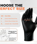 Thick 8 Mil Black Nitrile Gloves Heavy Duty Disposable Work Gear With Serious Diamond Grip Touchscreen Ready oil resistant sizing guide.