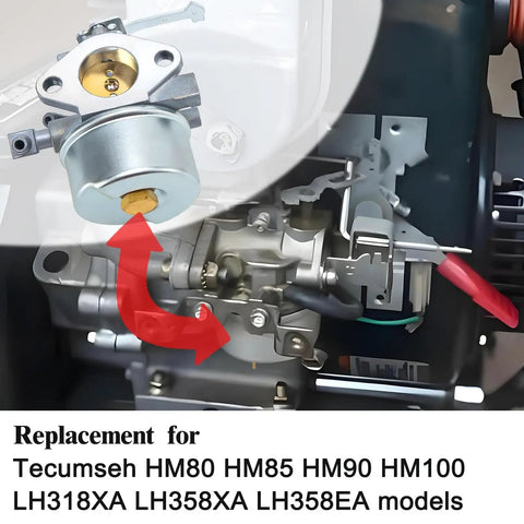 Drop In Replacement Carburetor For Tecumseh 640152A 640023 640051 shown installed on engine with air filter and spark plug kit