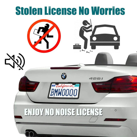 Rear view of car showing Anti Theft License Plate Frames With Carbon Fiber Look Aluminum Construction And Stainless Steel Anti Theft Screws.