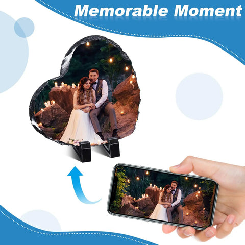 Blank Sublimation Heart Slate Set Four Pieces 5.9 By 5.9 Inches With Black Stands for wedding photo display
