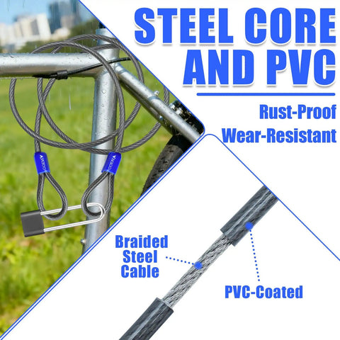 Heavy Duty Security Cable With Loops Five Sixteenths Inch Cut Resistant Waterproof Gear For Travel Home And Outdoor Adventures