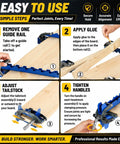 Premium 19 Inch Panel Clamps With Bonus Storage Rack Delivering Four Way Pressure for easy gluing process in woodworking.