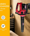Heavy Duty Garage Hooks 4 Pack Wall Mount Rubber Coated Utility Hooks holding power tool in garage