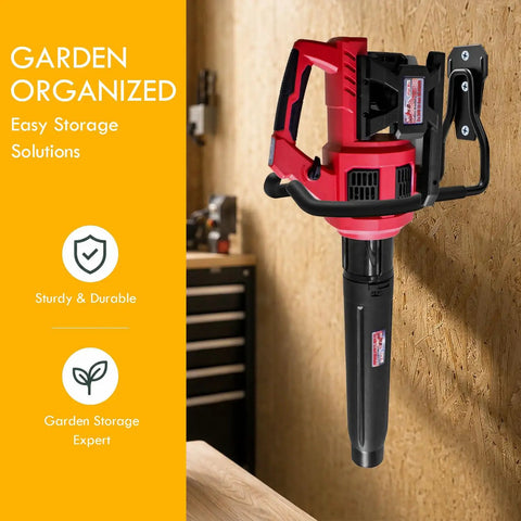 Heavy Duty Garage Hooks 4 Pack Wall Mount Rubber Coated Utility Hooks holding power tool in garage