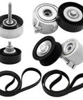 Premium Drive Belt Tensioner Idler Pulley Kit That Slaps Right Into Audi A7 A6 S4 Q5 Q7 And Porsche Cayenne Panamera For Serious Street Performance And Smooth Daily Drives. Belt kit with tensioner, idler pulleys, and serpentine belt