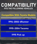 Compatibility chart for Beefed-Up Rack And Pinion Bushing Set For Toyota 4Runner 1996-2002, Tacoma 1995-2004, 1995 Pickup.