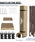 Components of One Person Pop Up Canopy Tent With Instant Setup And Auto Extending Eaves 13 By 13 Foot Frame 169 Square Feet Of Shade Beige Folding Shelter For Tailgates Camping Picnics Beach Or Outdoor Events