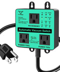 Heavy Duty Automatic Vacuum Switch For Dust Collector And Shop Vac Featuring Dual Power Tool Outlets To Effortlessly Ignite Your Woodshop Projects Right Now with three power outlets and a power cord.