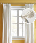 Extra Long White Curtain Rod for Windows 72 to 144 Inches Heavy Duty Adjustable Curtain Pole with Antique Rustic Vintage Industrial Finials Built to Last Farmhouse Vibe for Bedroom Living Room Cafe and Kitchen over window with close-up of finial