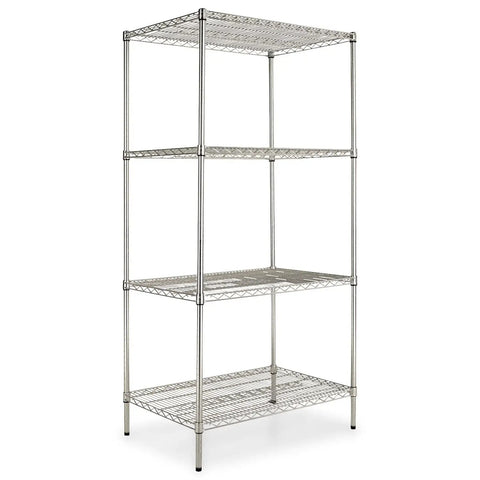 Heavy Duty Nsf Certified Four Shelf Wire Shelving Kit Featuring No Sweat Snap Together Setup And Sturdy Welded Design Built Tough For Warehouse Or Home Organization Needs