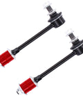 Front Sway Bar Link Kit For Toyota Sequoia 2001 To 2007 And Tundra 2002 To 2006, Heavy Duty Suspension Upgrade With Premium Steel Links, Beefed Up For Rough Roads, Durable Performance, Easy Install, Rigorously Tested For Long Lasting Ride Quality. pair of steel sway bar links with red bushings