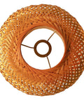 Top view of Dope Bamboo Pendant Light With Plug In Cord And Switch, 11.8 Inch Orange Hanging Lampshade featuring woven bamboo