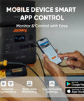 Person using mobile app to control Go-To High Capacity Portable Power Station With 2042Wh LiFePO4 Battery, 3000W AC Output, Solar Generator